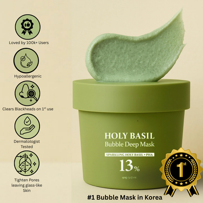 aerelle Korean Holy Basil Oxygen Bubble Mask + FREE Collagen Masks + Jade Roller Set