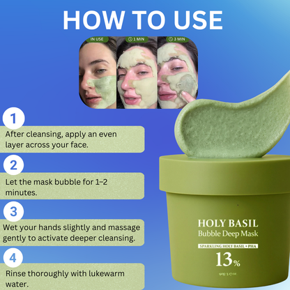 aerelle Korean Holy Basil Oxygen Bubble Mask + FREE Collagen Masks + Jade Roller Set