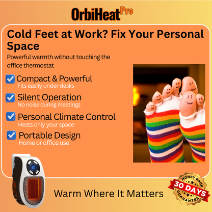 OrbitHeat PRO™ 350W Wall-Plug Zone Heater with Remote Control