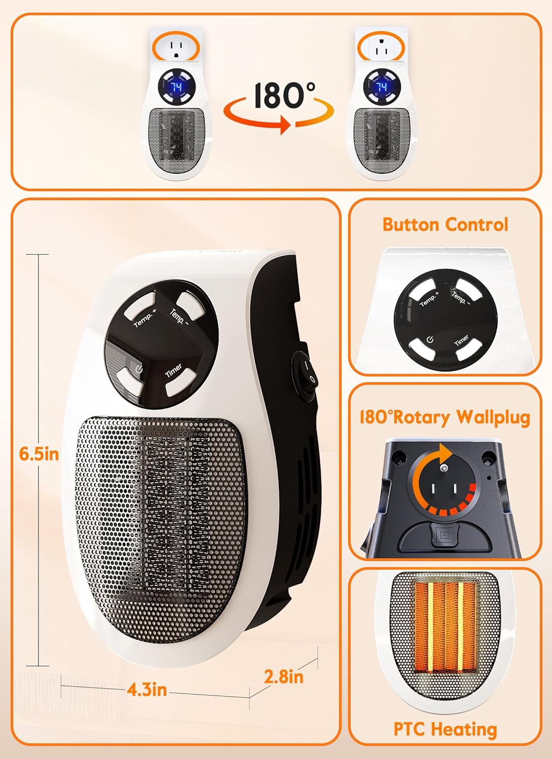 OrbitHeat PRO™ Mini Space Heater with Remote Control