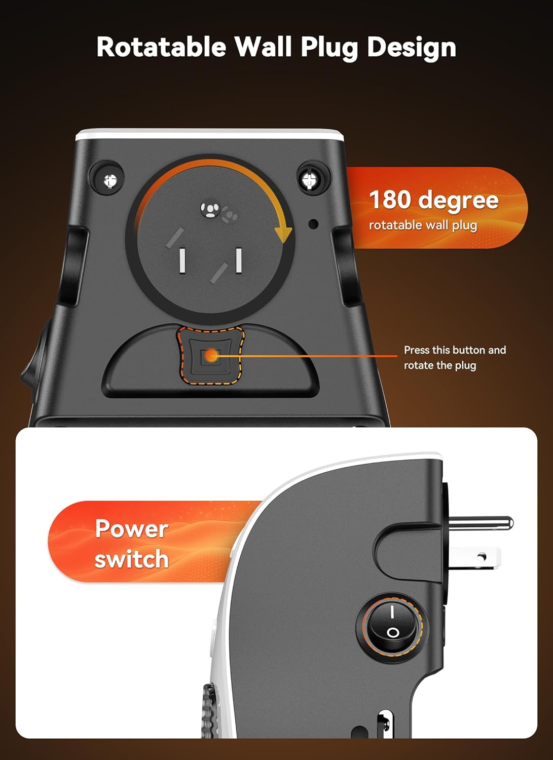 OrbitHeat PRO™ 350W Wall-Plug Zone Heater with Remote Control
